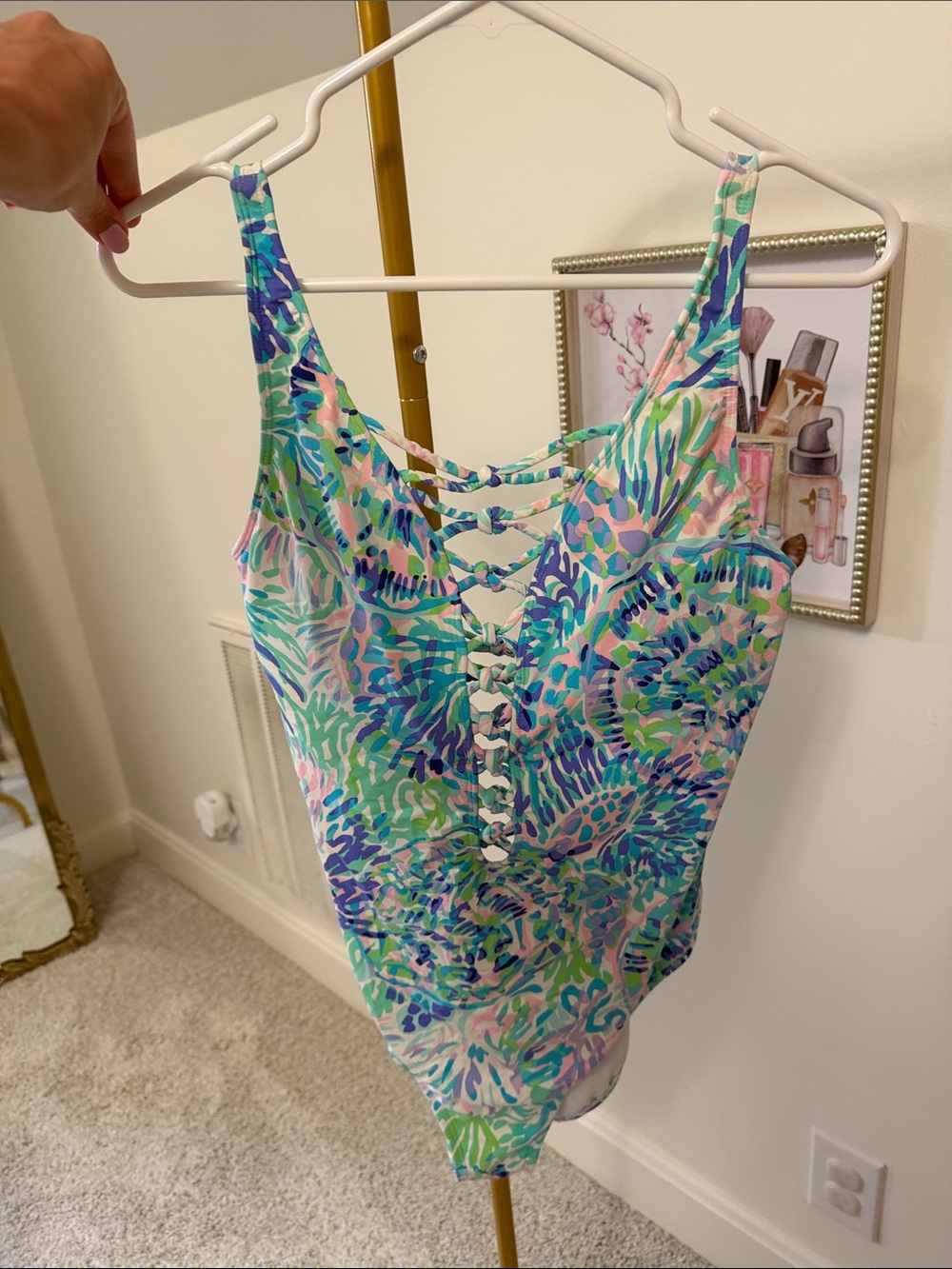 Lilly Pulitzer Multicolor Lace-Up One-Piece Swimsuit